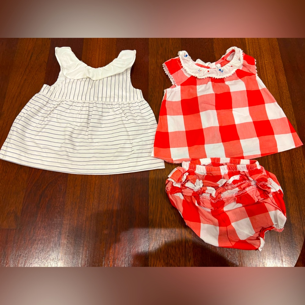 Janie and Jack Gingham Matching Set and Nautical Striped Dress | Sz 3-6M